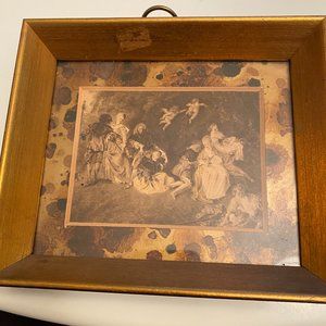Framed Old Artwork 19th Century Scenes Art Gravure by Sungott Art Studios NY,